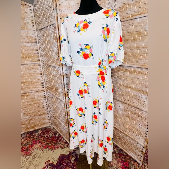 BODEN RUTH IVORY BOUQUET MIDI DRESS | Size 12 - Picture 11 of 12